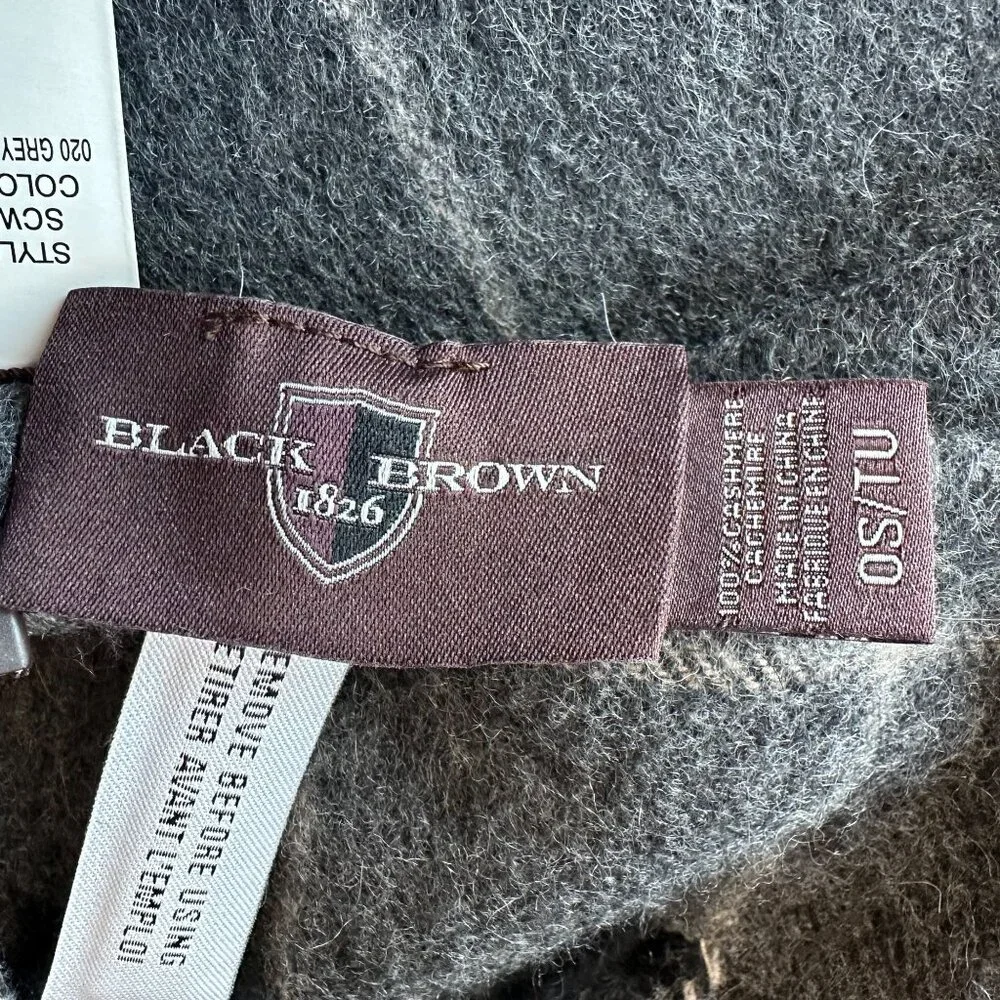 NEW Black Brown 1826 Mens Scarf Cashmere Gray Silver Black Knit 12X66 Rectangle